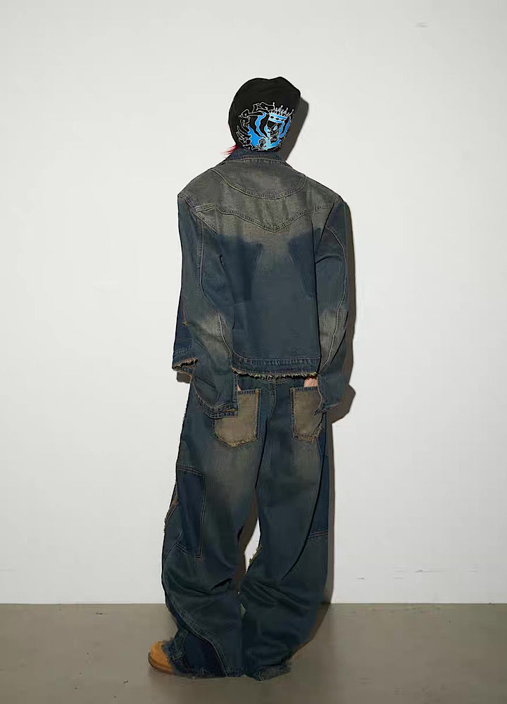 Versatile fringe design vintage blue denim setup  OR0805