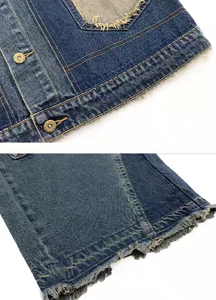 Versatile fringe design vintage blue denim setup  OR0805
