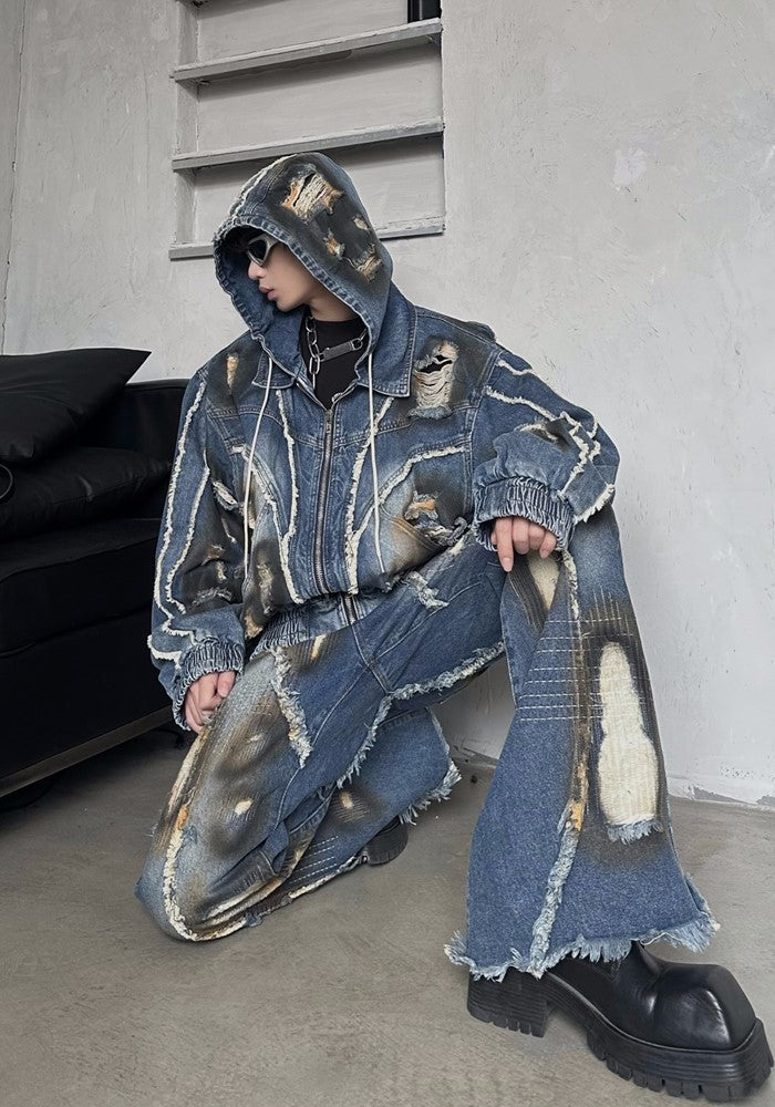 Infinity Distressed Vintage Backround Denim Set up  OR0806