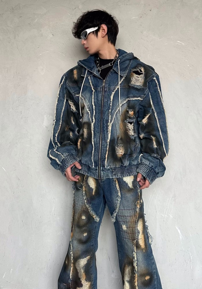 Infinity Distressed Vintage Backround Denim Set up  OR0806