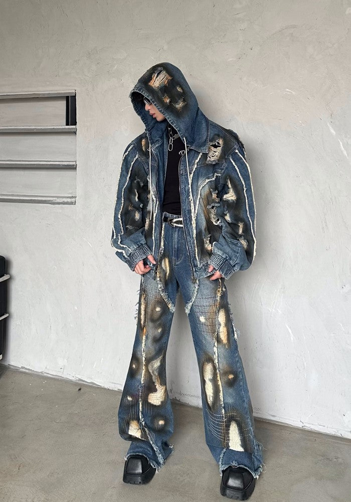 Infinity Distressed Vintage Backround Denim Set up  OR0806