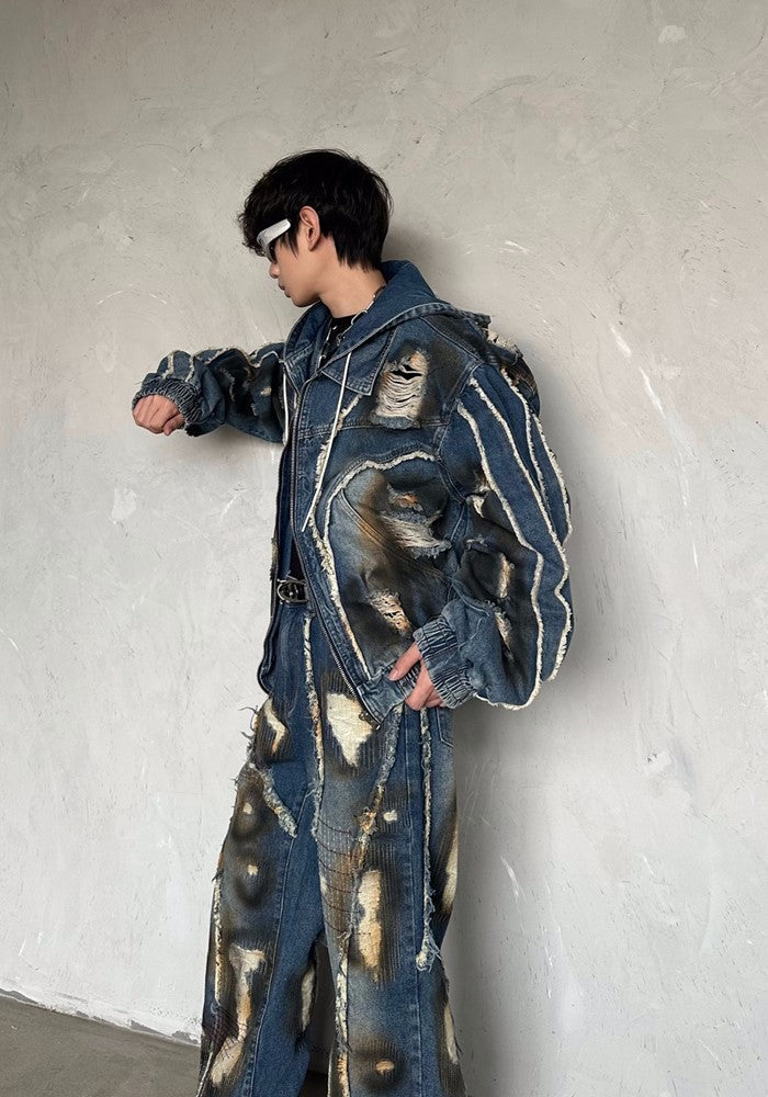Infinity Distressed Vintage Backround Denim Set up  OR0806