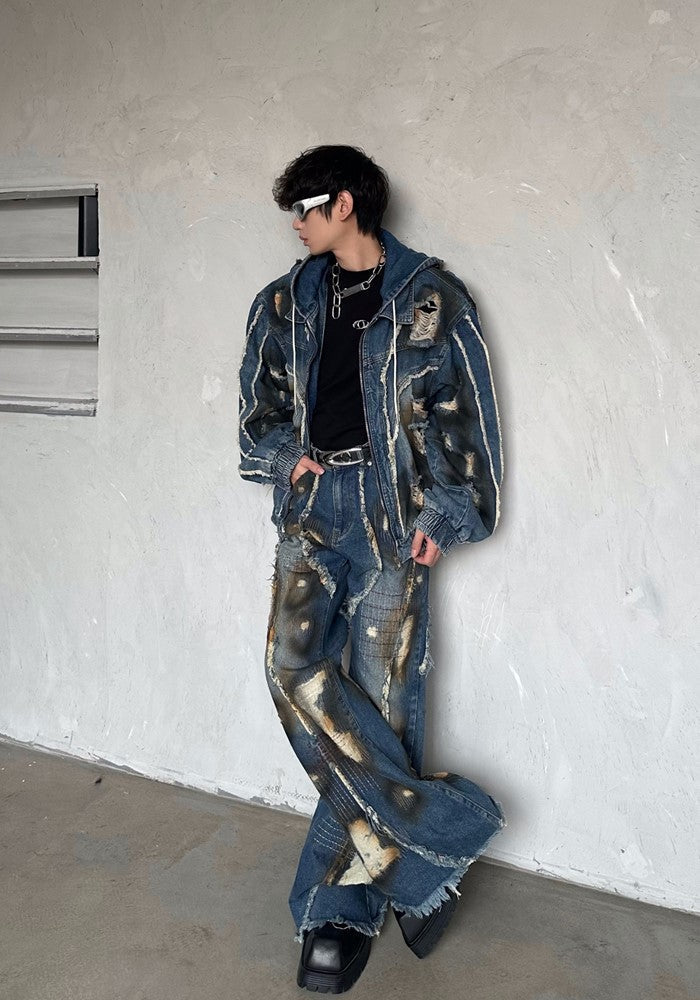 Infinity Distressed Vintage Backround Denim Set up  OR0806