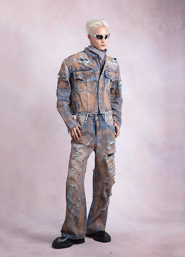 High bleached trend design vintage denim setup  OR0810