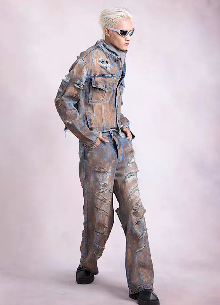 High bleached trend design vintage denim setup  OR0810
