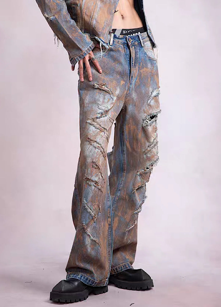 High bleached trend design vintage denim setup  OR0810