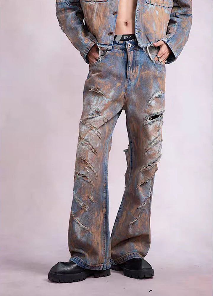 High bleached trend design vintage denim setup  OR0810