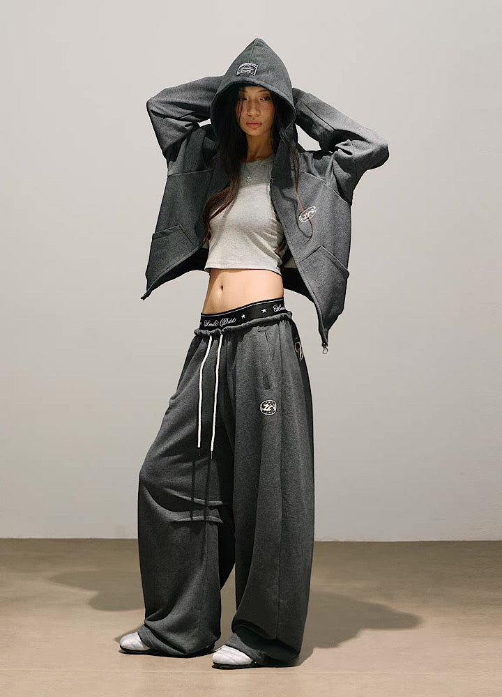 Back small initial design soft color sweatsuit setup  OR0813