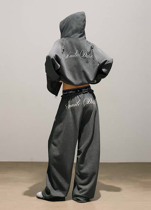Back small initial design soft color sweatsuit setup  OR0813