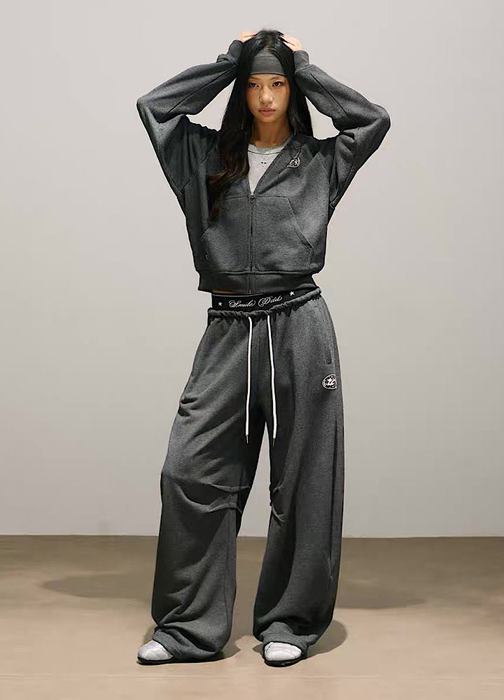 Back small initial design soft color sweatsuit setup  OR0813