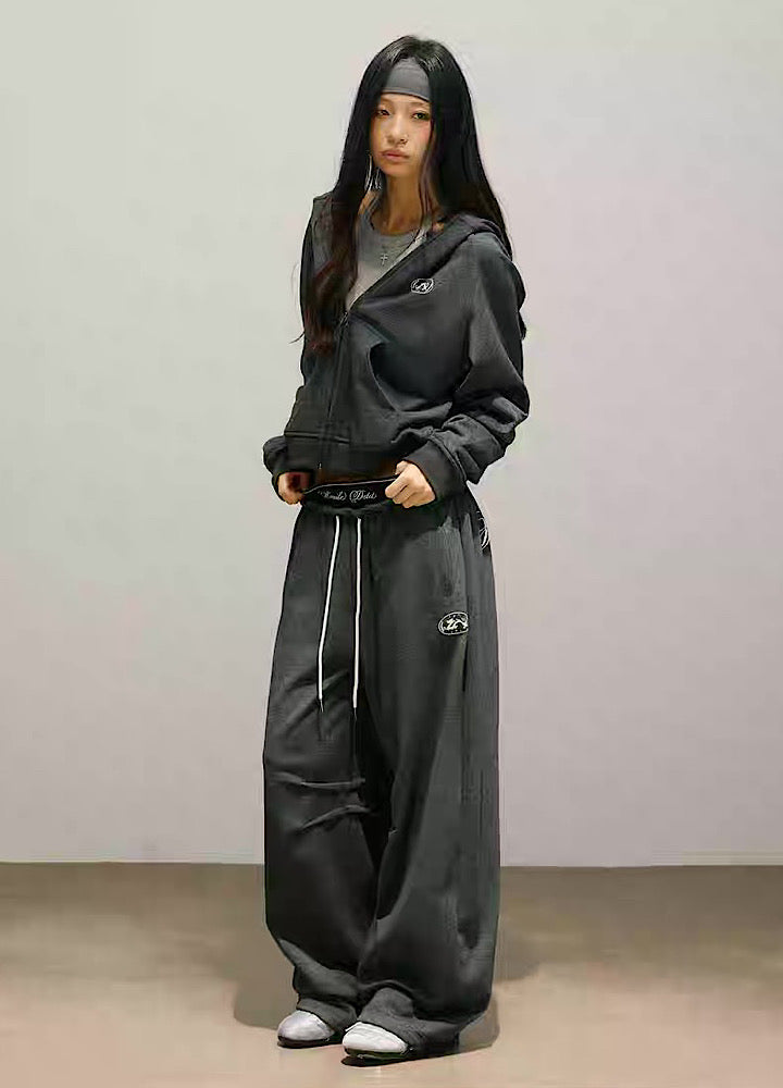 Back small initial design soft color sweatsuit setup  OR0813