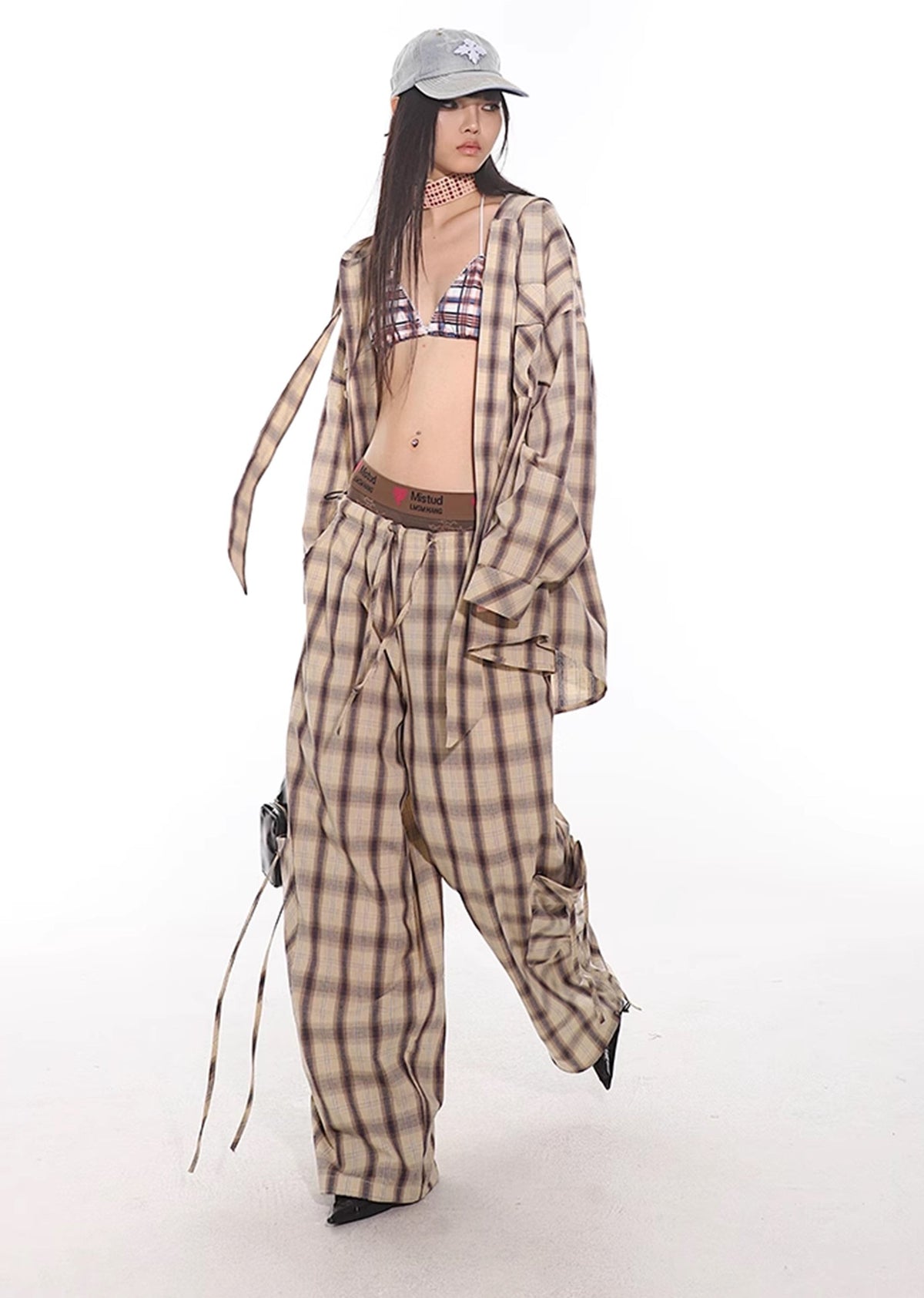 Regular check pattern design dull color loose setup  OR0817