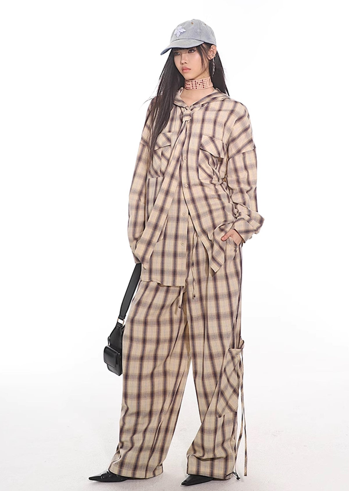 Regular check pattern design dull color loose setup  OR0817