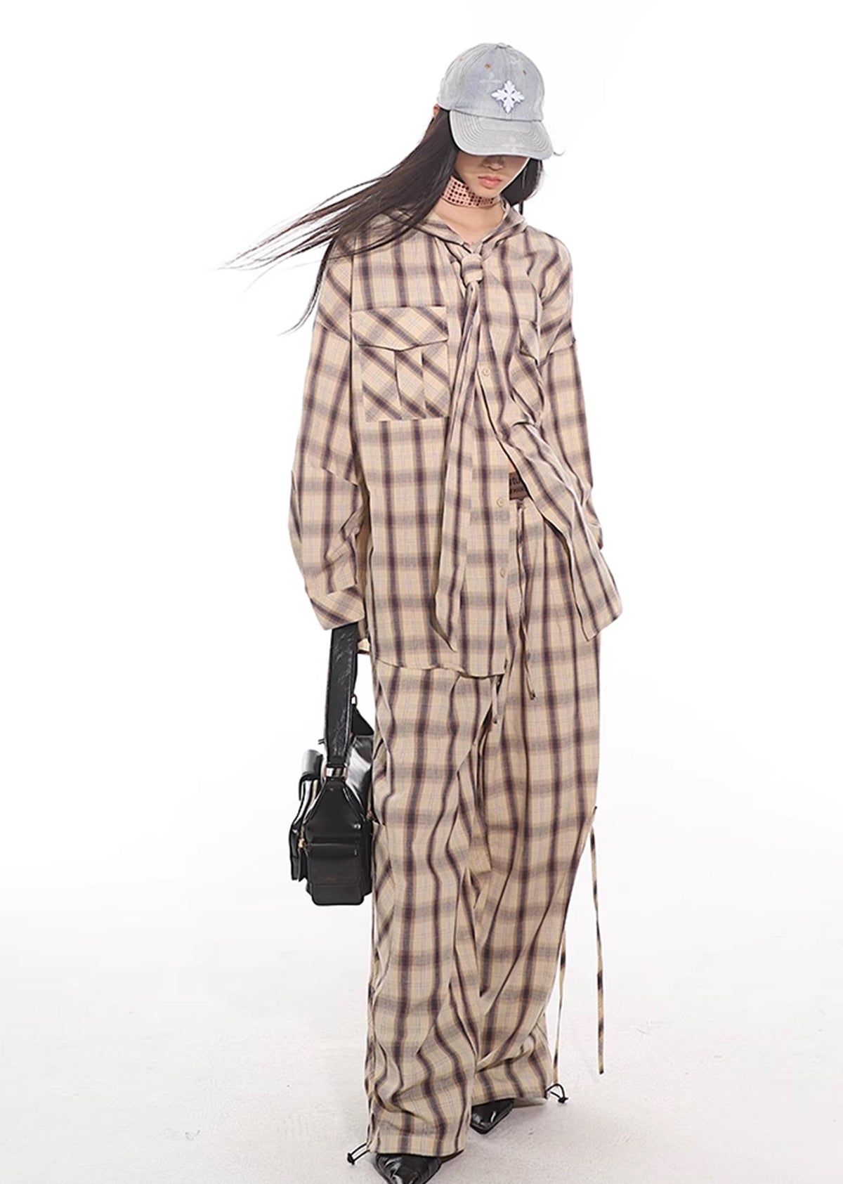 Regular check pattern design dull color loose setup  OR0817
