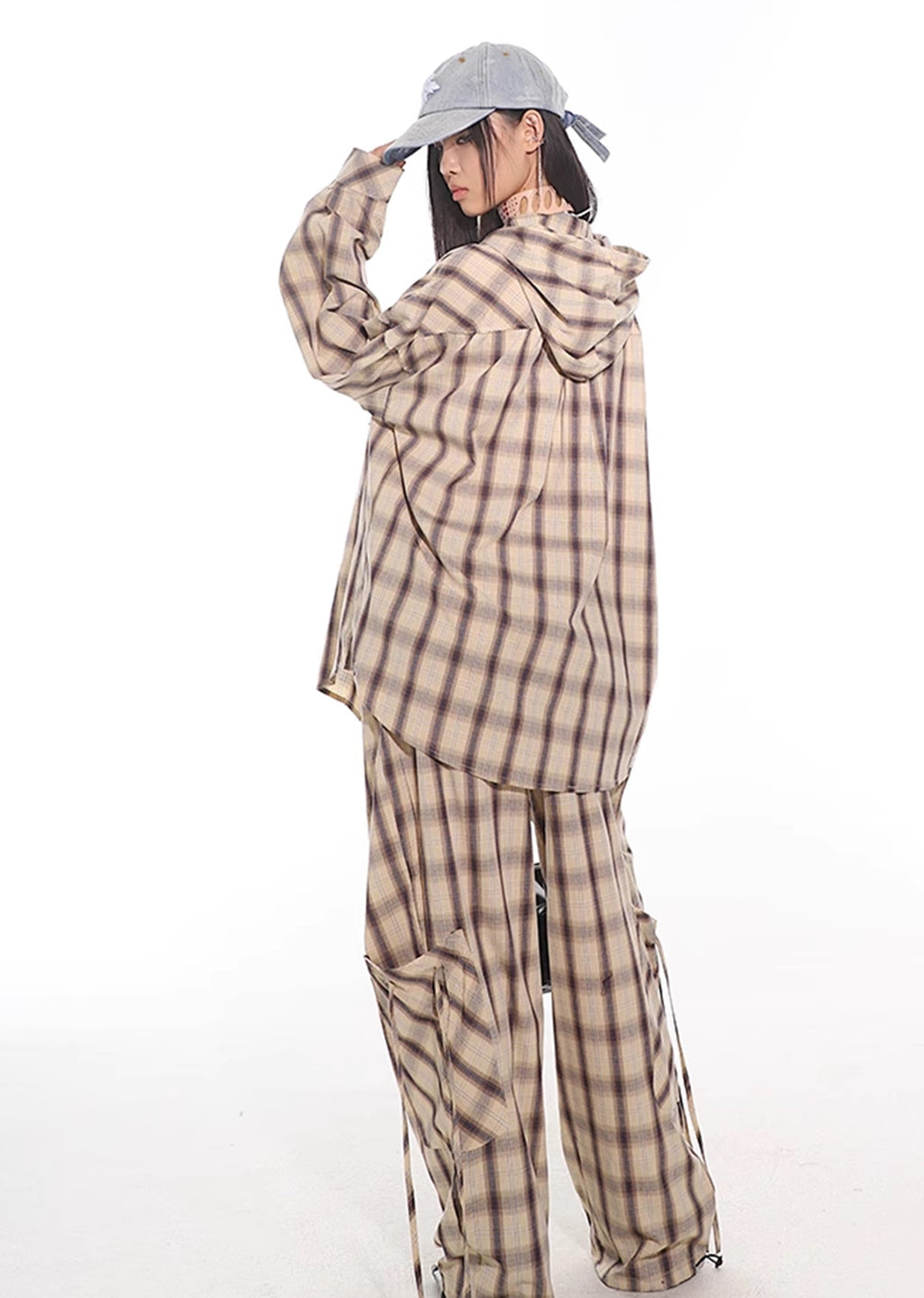 Regular check pattern design dull color loose setup  OR0817