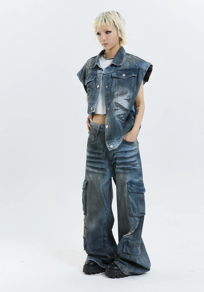 Dull basic blue ring denim design set up  OR0818