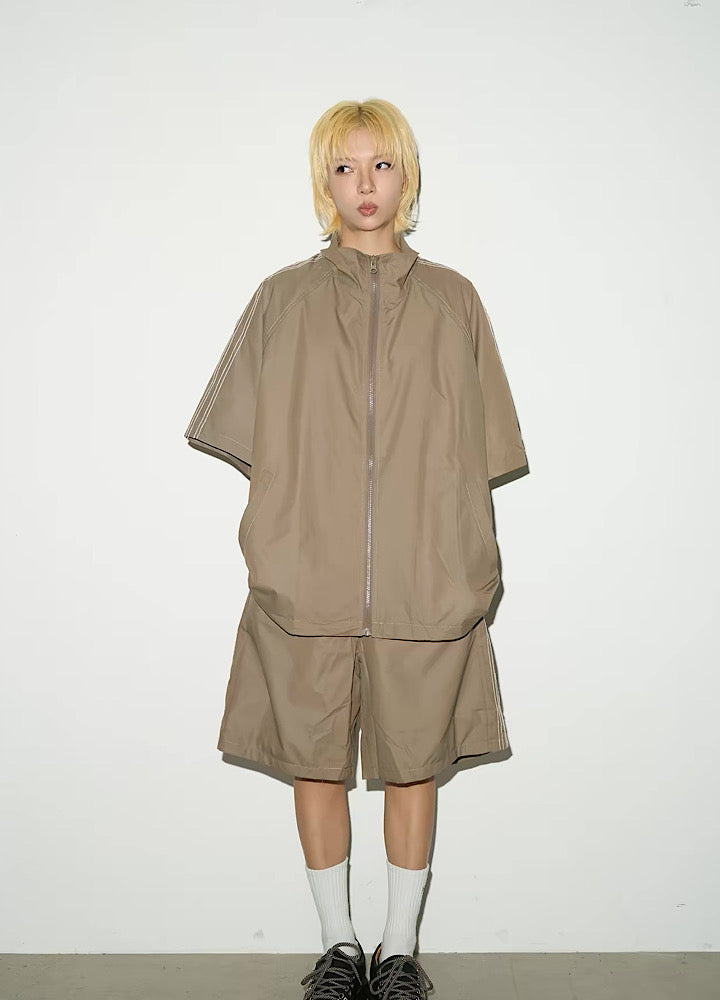 Lightweight Track Zip Shirt Shorts Set-up  OR0820