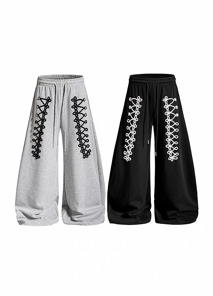 Lace-up design super wide sweatpants  OR0822