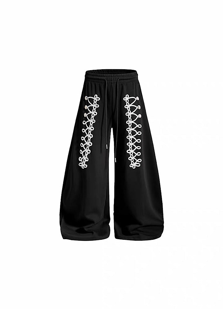Lace-up design super wide sweatpants  OR0822