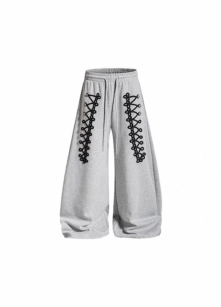 Lace-up design super wide sweatpants  OR0822