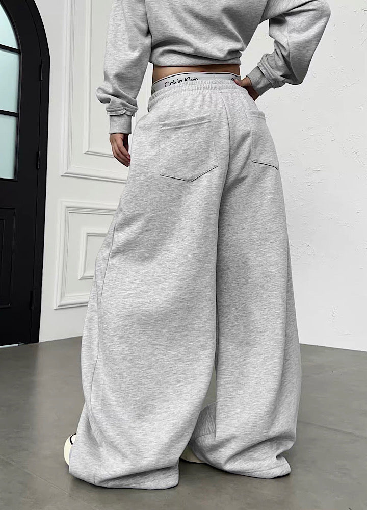 Lace-up design super wide sweatpants  OR0822