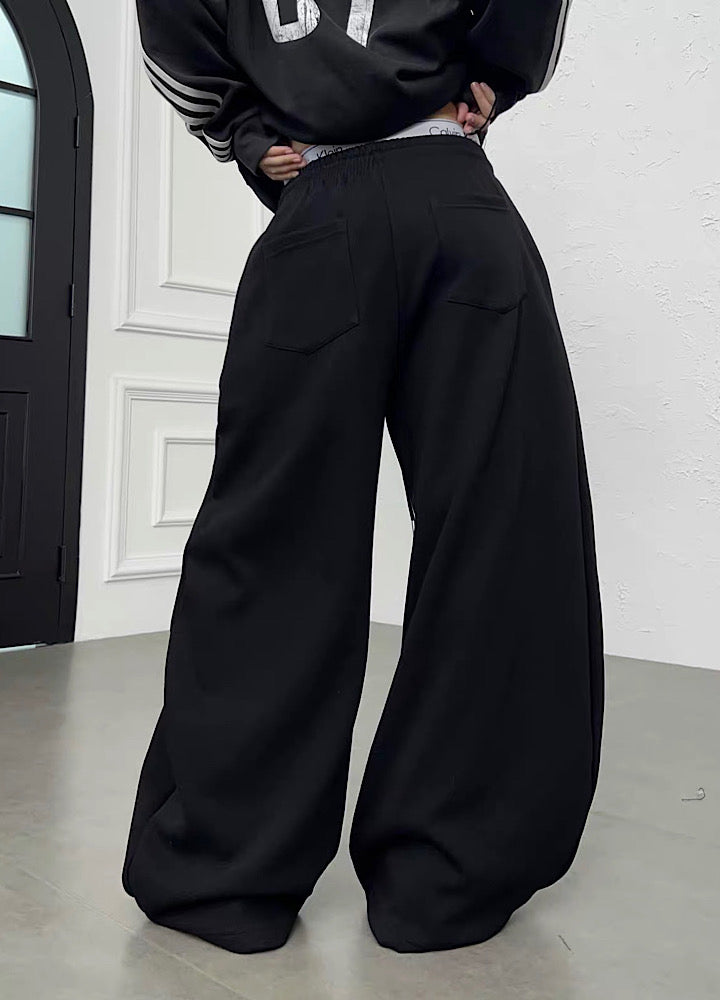 Lace-up design super wide sweatpants  OR0822