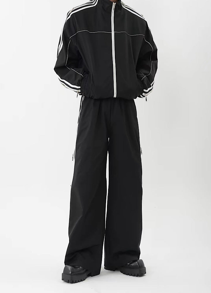 Sporty side-stripe design casual windbreaker style set-up  OR0823