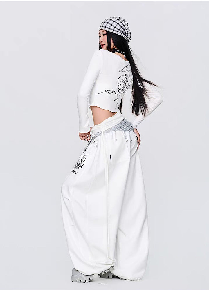 Rose pattern design graphic point tight volume set-up  OR0824