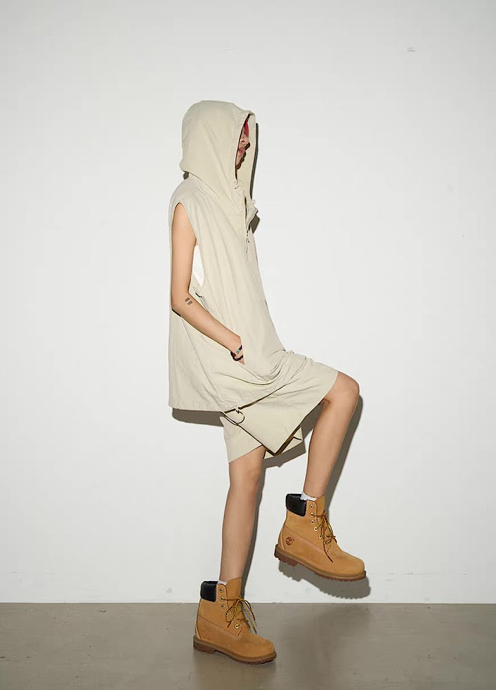 Basic Casual Design Hooded Vest Short Bottoms Setup  OR0829