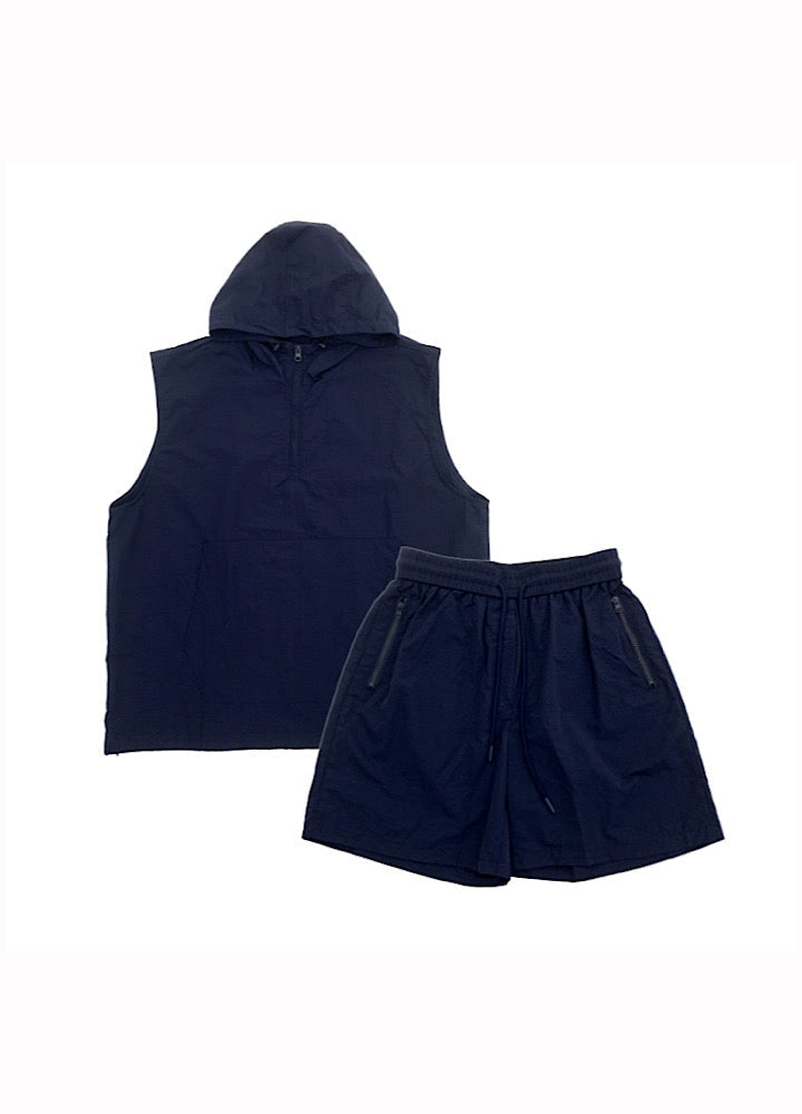 Basic Casual Design Hooded Vest Short Bottoms Setup  OR0829