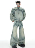 Basic fringe distressed washed denim setup  OR0830