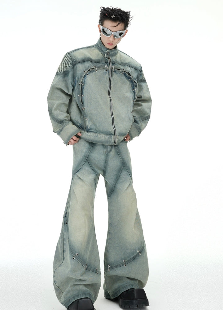 Basic fringe distressed washed denim setup  OR0830