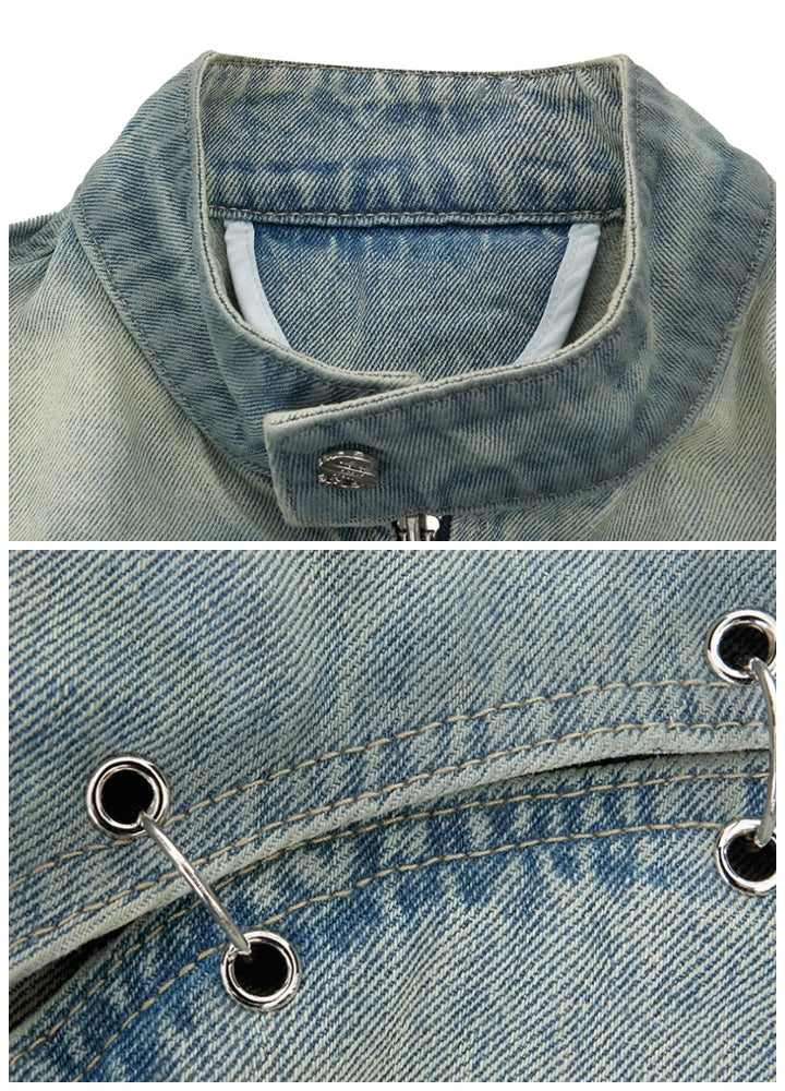Basic fringe distressed washed denim setup  OR0830