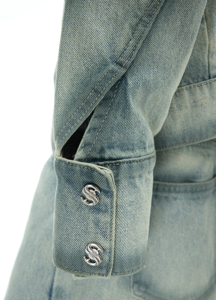 Basic fringe distressed washed denim setup  OR0830