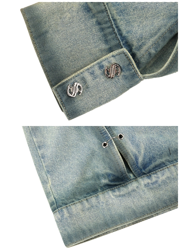 Basic fringe distressed washed denim setup  OR0830