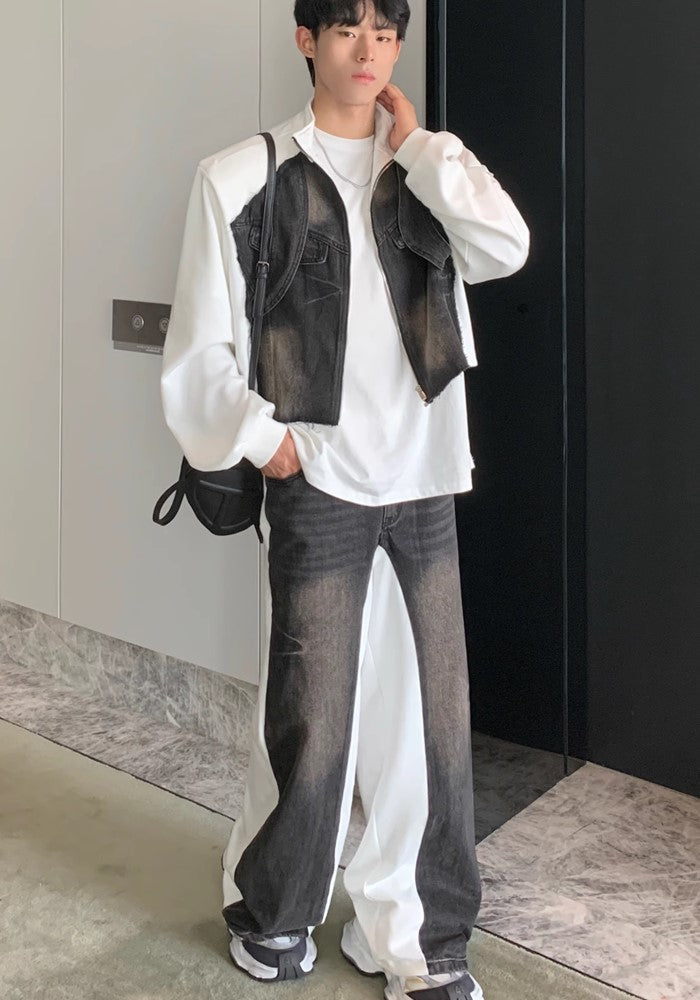 Double-washed gimmick silhouette design denim setup  OR0836