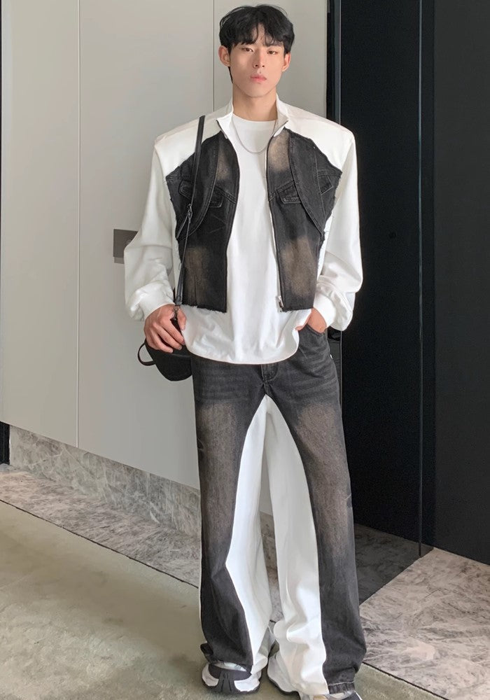 Double-washed gimmick silhouette design denim setup  OR0836