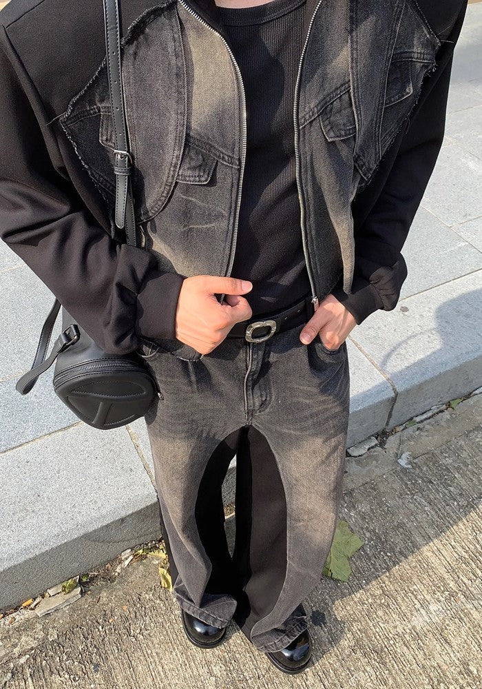 Double-washed gimmick silhouette design denim setup  OR0836