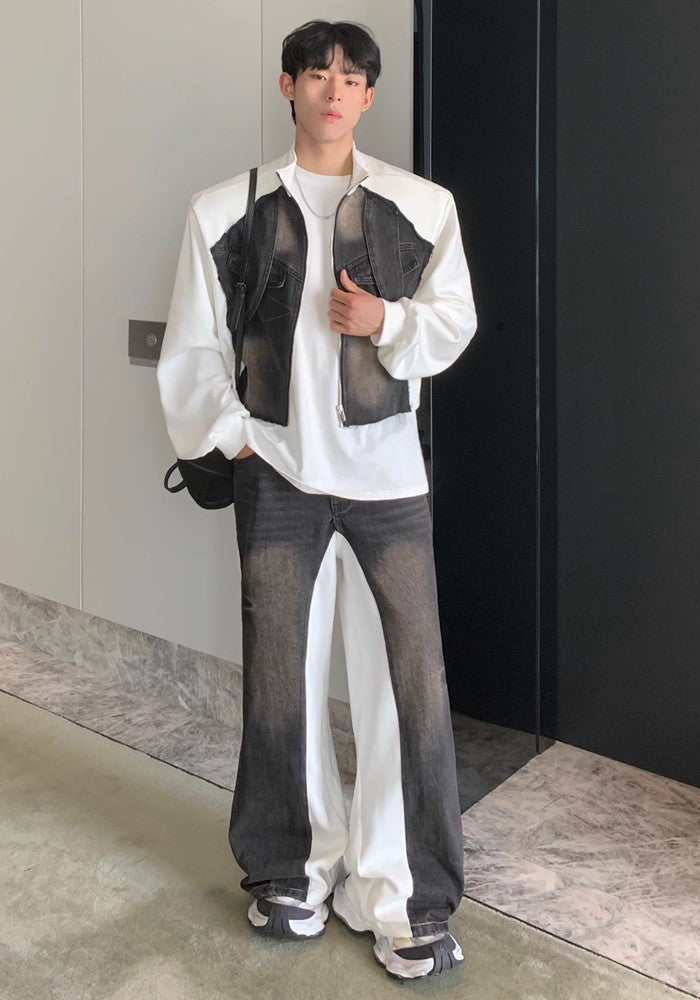Double-washed gimmick silhouette design denim setup  OR0836