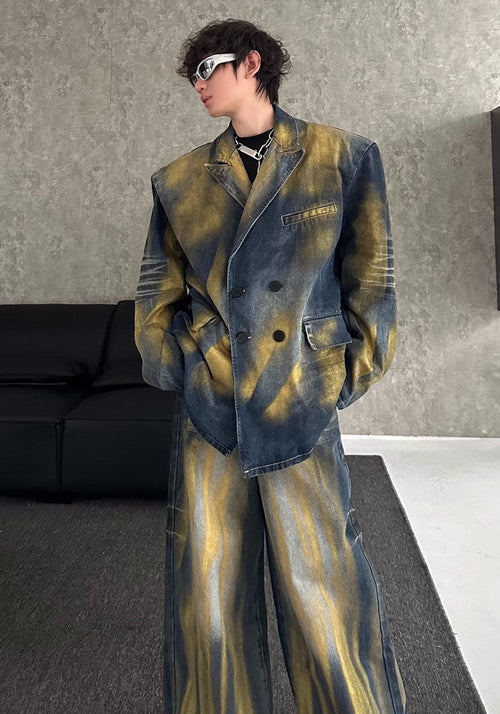Blue base color yellow wash denim setup  OR0838
