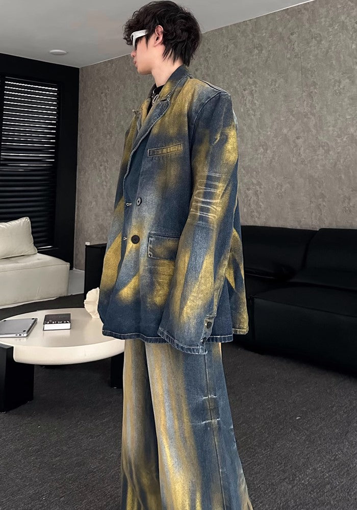 Blue base color yellow wash denim setup  OR0838