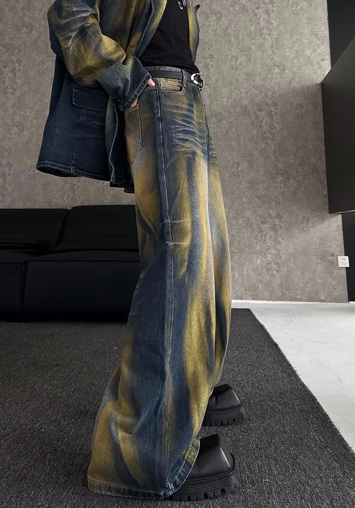 Blue base color yellow wash denim setup  OR0838