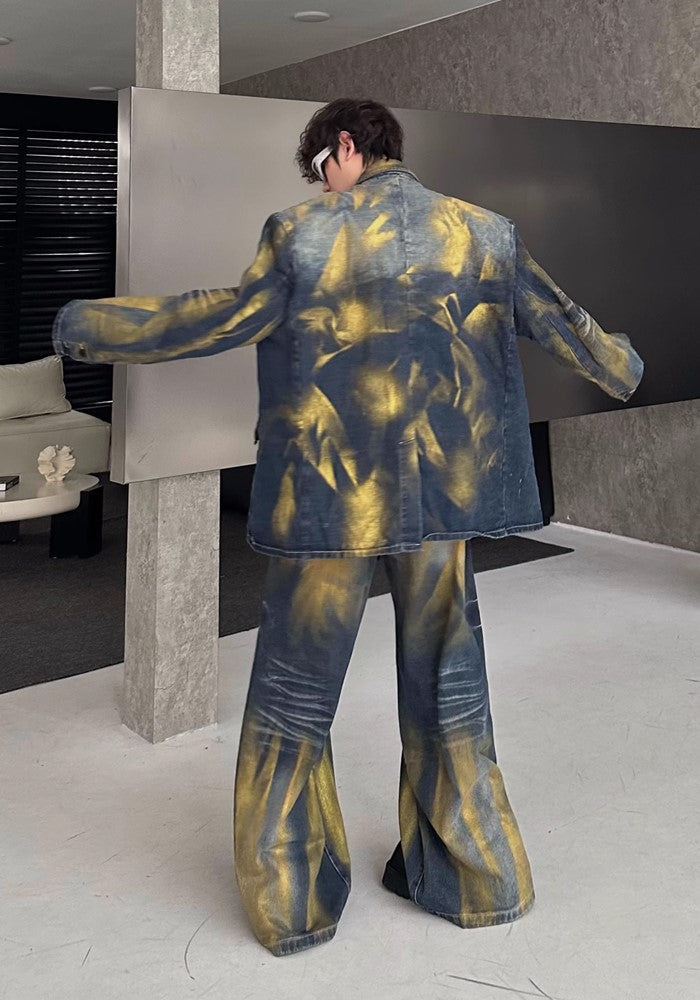 Blue base color yellow wash denim setup  OR0838