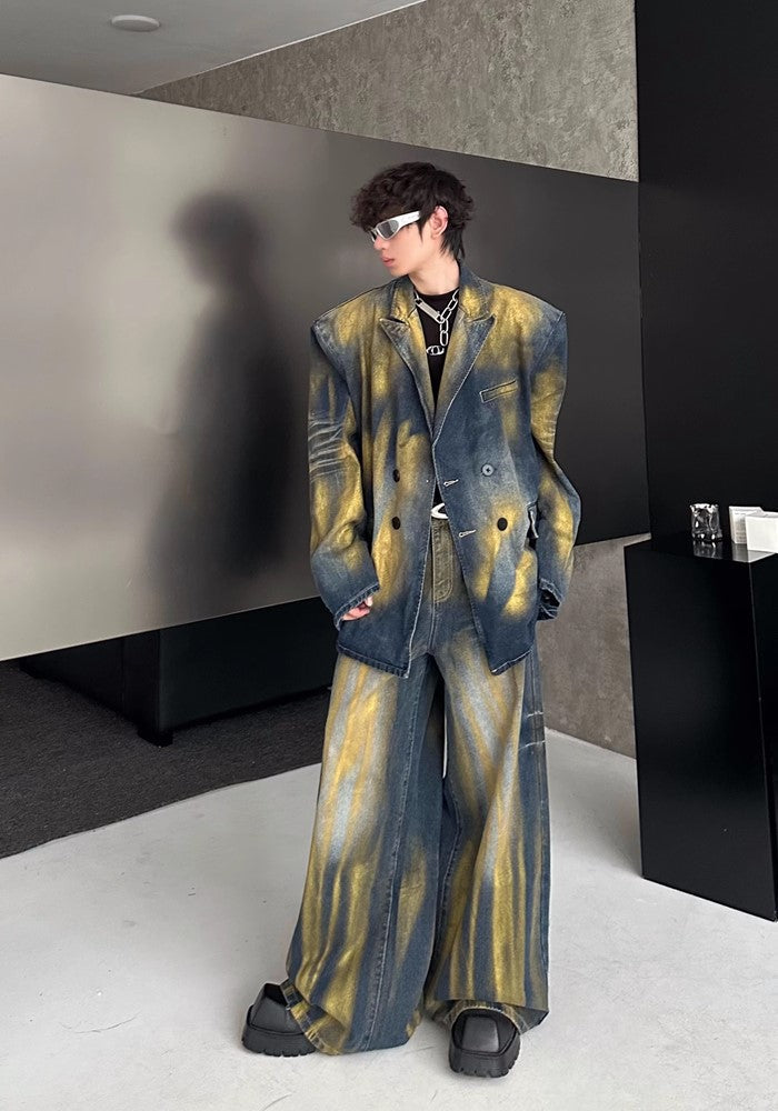 Blue base color yellow wash denim setup  OR0838