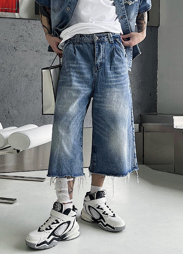 Casual design rough silhouette damage denim setup  OR0844
