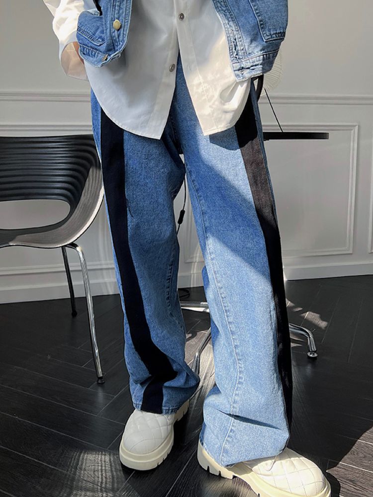 Contrast color design denim vest & pants setup  OR0846
