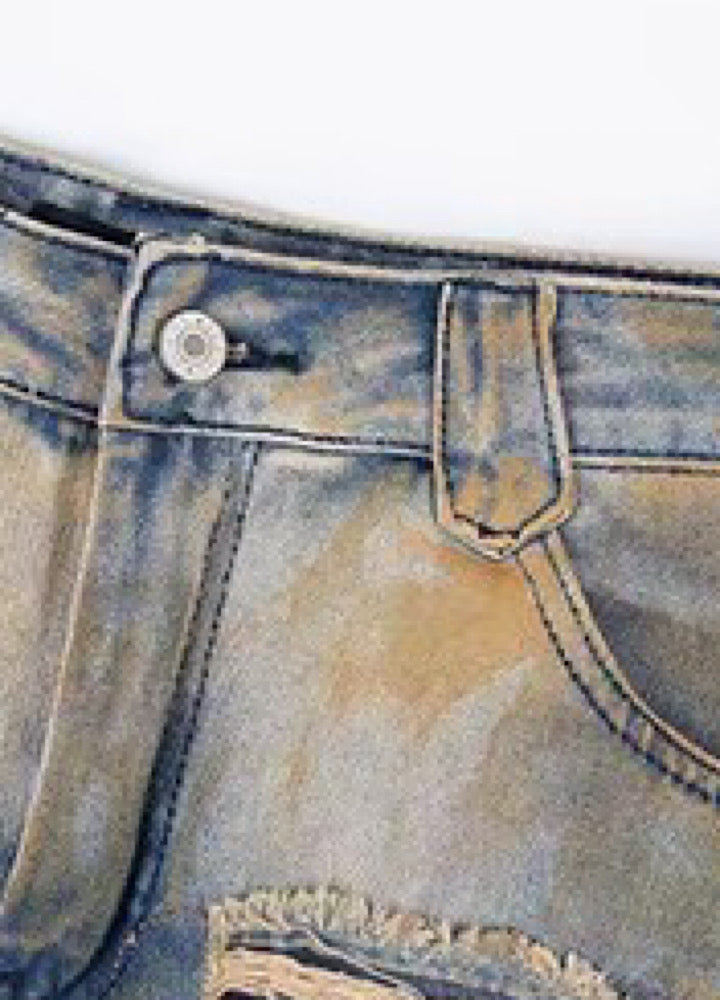 Oversized wide silhouette fully distressed vintage painted denim pants  OR0855