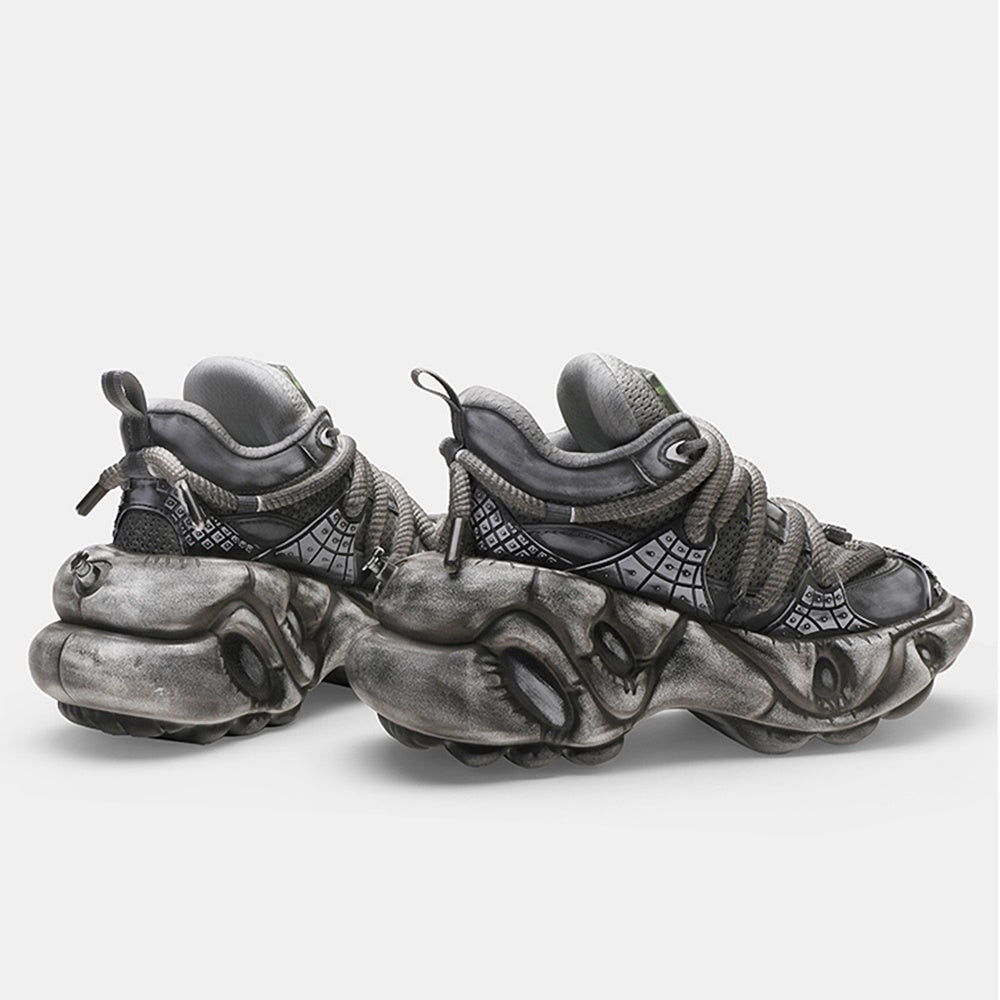 Grey silver dull color gimmick wide sneakers  OR0859