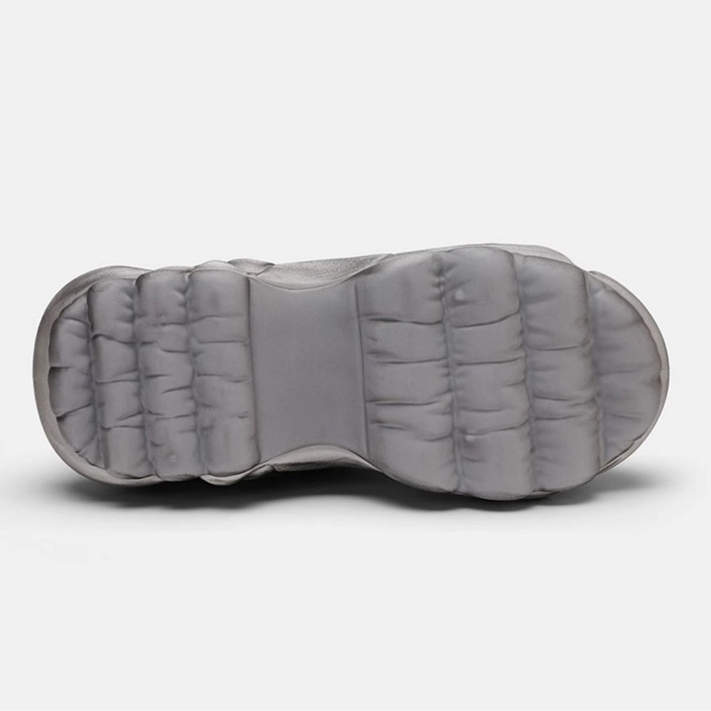 Grey silver dull color gimmick wide sneakers  OR0859