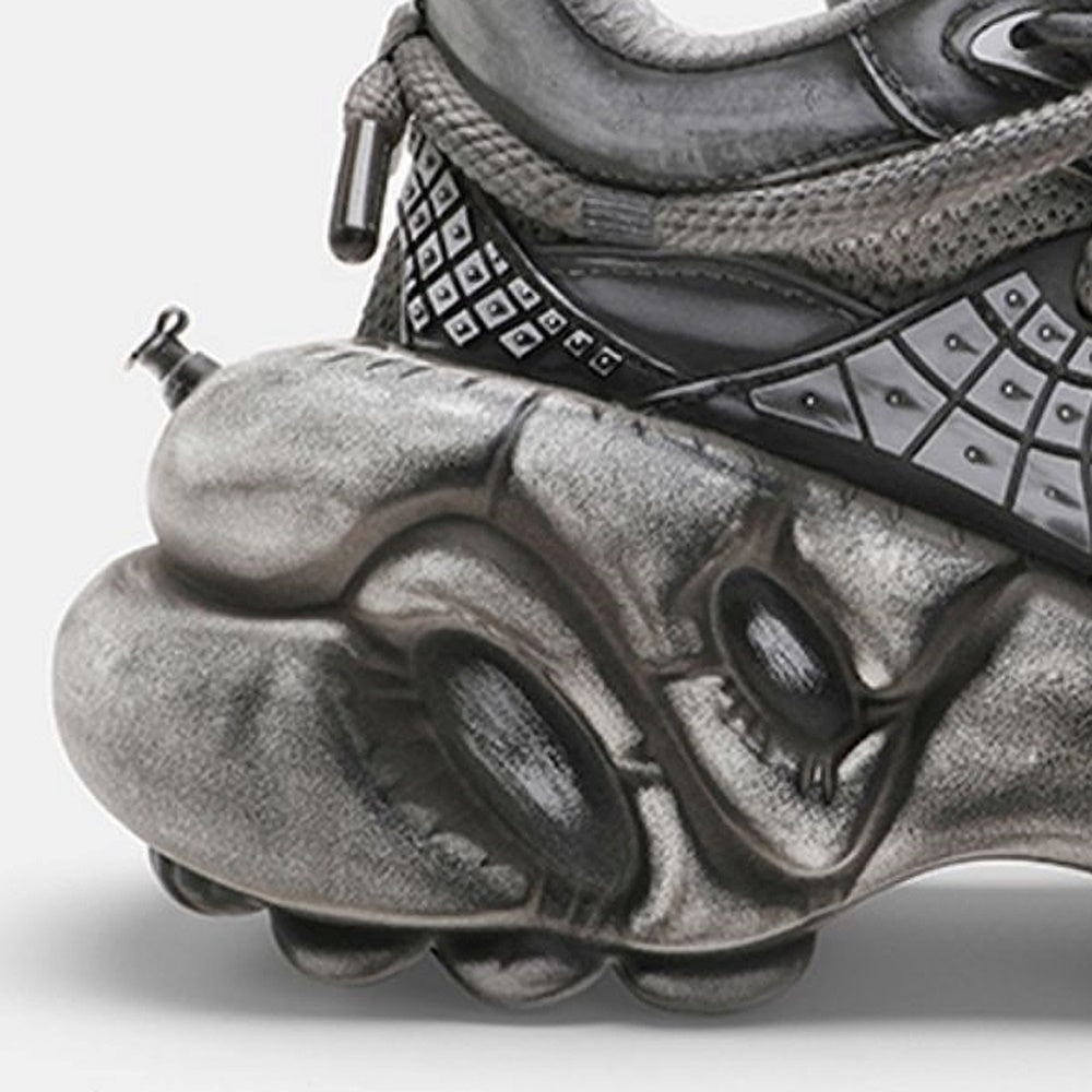 Grey silver dull color gimmick wide sneakers  OR0859